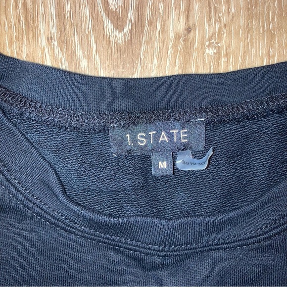 1. State Women’s Classic Black Cotton Top with Lace Sleeves | Size Medium - Picture 5 of 9